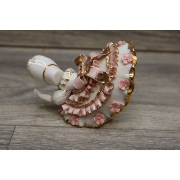 Vintage Geo Z Lefton Collectible Decoration Pink Bloomer Girl Porcelain KW1412 - Picture 7 of 12